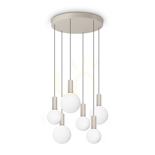 Kontrollera Taklampa Ideallux ODEON vit metall/glas 6 ljuspunkter Ø57 cm 349237