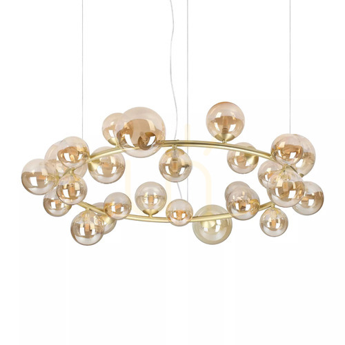 Kontrollera Taklampa Ideallux Perlage vit mässing glas 103,5 cm 363370