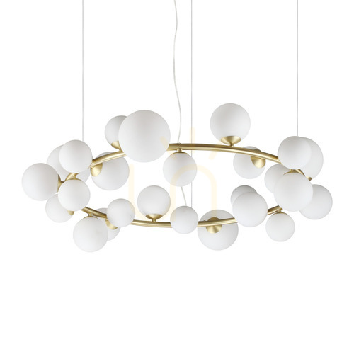 Kontrollera Taklampa Ideallux Perlage vit mässing glas 103,5 cm 363370