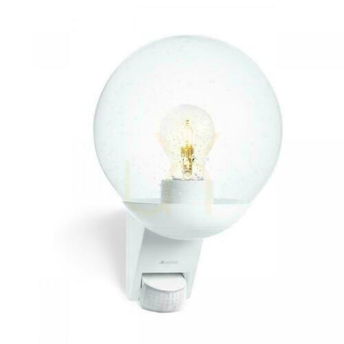 Kontrollera Fasadlampa med rörelse- och skymningssensor Steinel L 595 S PIR max.60W E27 IP44 IK03 230V vit / glas / plast