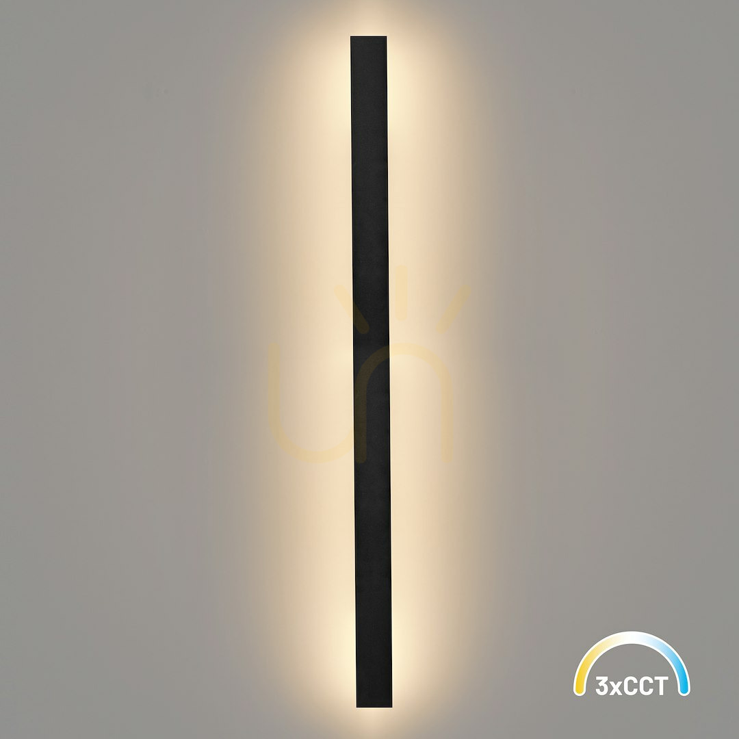 Svart Vägglampa Wow Ii 20 W 3 Cct Ip54 120cm IP54