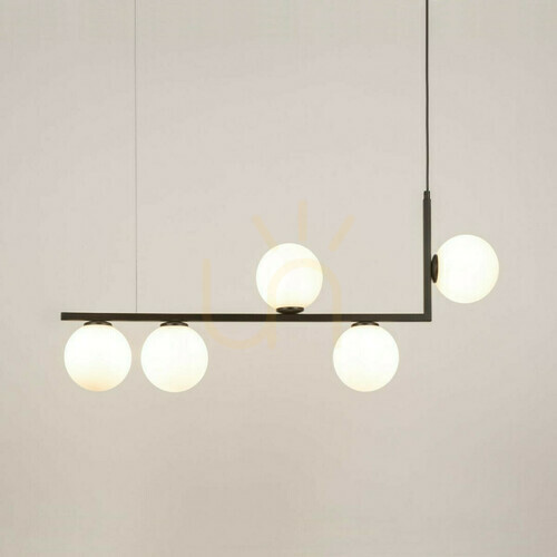 Kontrollera Taklampa pendel Sigma Andy 5 svart vit glas G9 33611