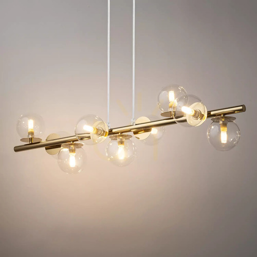 Kontrollera Pendant Light Sigma Avola 9-arm guld transparent glas 40801