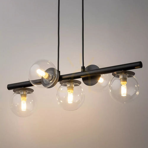 Kontrollera Pendellampa Sigma AVOLA 5-ljus svart transparent glas 40791