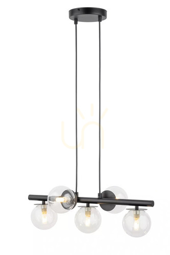 Kontrollera Pendellampa Sigma AVOLA 5-ljus svart transparent glas 40791
