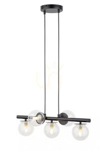 Pendellampa Sigma AVOLA 5-ljus svart transparent glas 40791 small 0