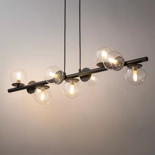 Kontrollera Pendellampa Sigma Avola 9 svart transparent glas 40793