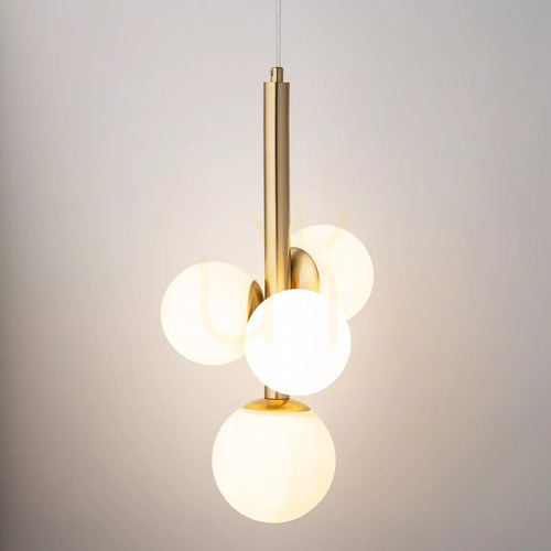 Kontrollera Pendant Light Sigma PERLA LUX 4 Satin Gold White Glass 40780