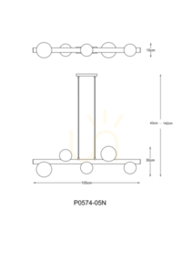 FORES taklampa P0574-05N-V6AA Guld 5xG9. 1 FORES taklampa P0574-05N-V6AA Guld 5xG9. small 1