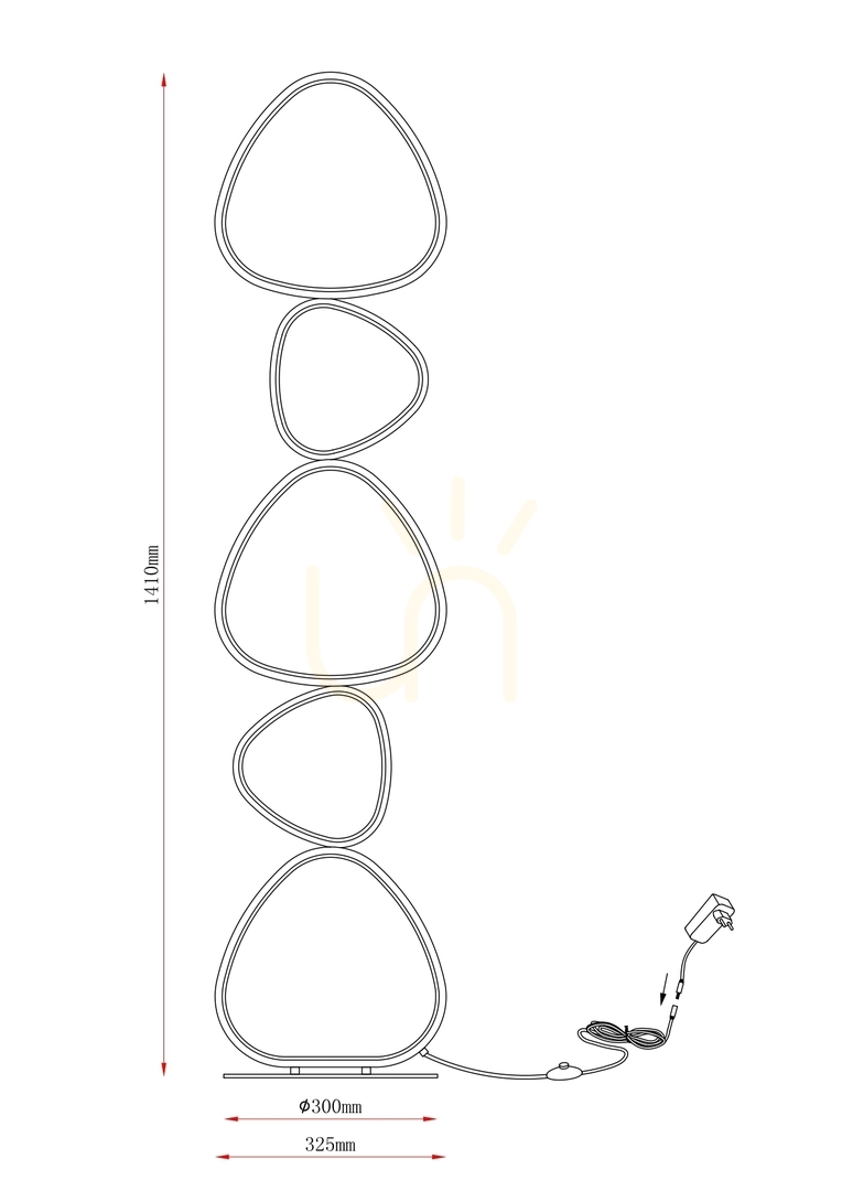Utsikt HURON Golvlampa 2023519F-BE Beige 1xLED. HURON Golvlampa 2023519F-BE Beige 1xLED.