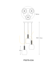 CALVO P0076-03A-P7AA Taklampa svart 3xG9. small 2