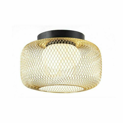 Kontrollera Candellux SOPRA 32 (31-50977) taklampa, trådskärm med glasdiffusor, GX53 max. 10 W, svart och guld, ø32 cm