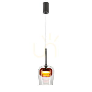 Candellux GLAXI pendellampa i transparent brunt glas med svart detalj, GX53 9 W 31-50397 small 0