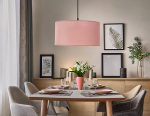 Candellux SHANTI 31-38647 pendellampa, ljust ljungrosa skärm 40 cm, 1×E27 small 7