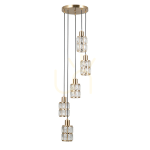 Pendellampa Alma Italux guld kristall 5xE27 PND-40668-5-HBR small 1