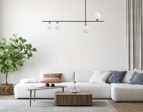 Kontrollera Italux Belmonte Pendel 4-Ljus G9 Svart Mässing PND-9152-4-OPAL