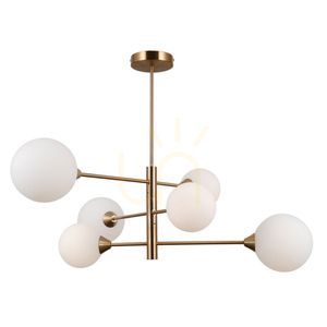 Italux Evora pendellampa 6 ljuspunkter mässing/vit G9 64 cm PND-55342-6-HB small 1