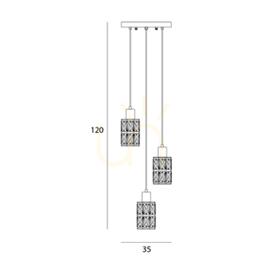 Italux Pendant Light 3xE27 Svart Bärnsten Glas PND-44236-3-BK-GD small 1