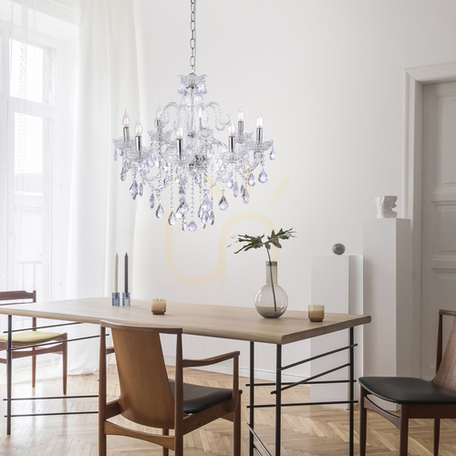 Kontrollera Paul Neuhaus GRACIA 3081-00 transparent kristallkrona 8×E14 71 cm