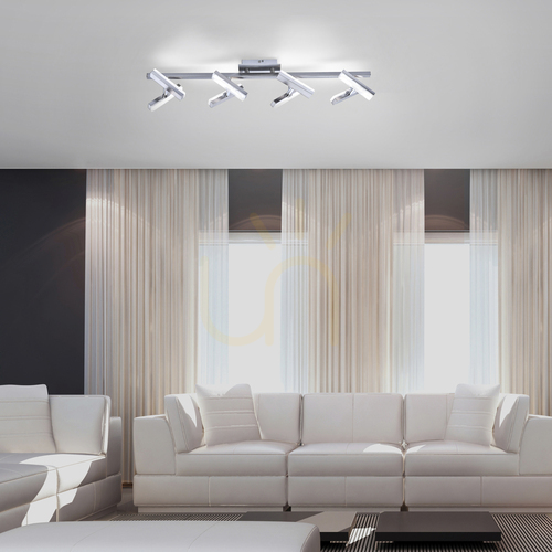 Kontrollera LED-plafond RICO 11278-55 stålfärgad med 8 justerbara huvuden 16,4 W 3000 K