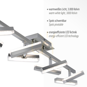 LED-plafond RICO 11278-55 stålfärgad med 8 justerbara huvuden 16,4 W 3000 K small 3