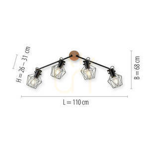 Plafond JARO 15674-78 Svart 4xE27 small 7