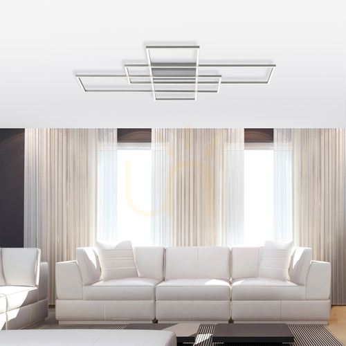 Kontrollera Paul Neuhaus Q-INIGO 8195-55 LED-plafond, silverfärgad, 101 × 75 cm, CCT