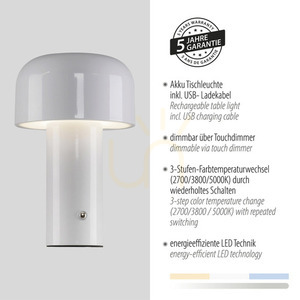 AGNES Bordslampa 19190-16 Vit 1xLED small 4