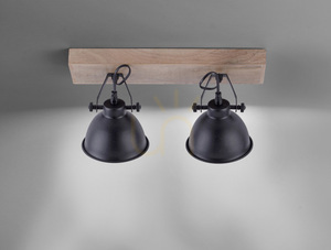 JUST LIGHT SAMIA 11982-18 vägg- och taklampa, svart med trä, 2×E14 small 11