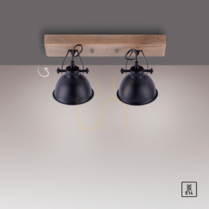JUST LIGHT SAMIA 11982-18 vägg- och taklampa, svart med trä, 2×E14 small 7