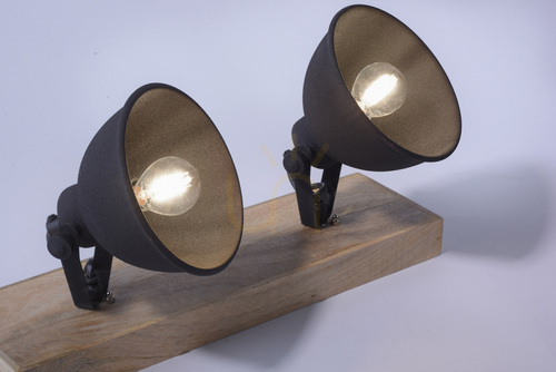 Kontrollera JUST LIGHT SAMIA 11982-18 vägg- och taklampa, svart med trä, 2×E14