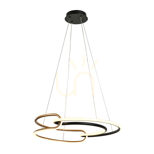 Kontrollera Italux Casar LED pendellampa svart 50 cm PND-24002-BK-GD