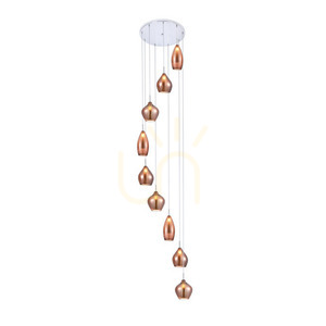Azzardo AMBER MILANO 9 Taklampa i koppar small 1