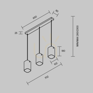 Maytoni Maris pendellampa MOD499PL-03B, svart, 3×E14 small 7