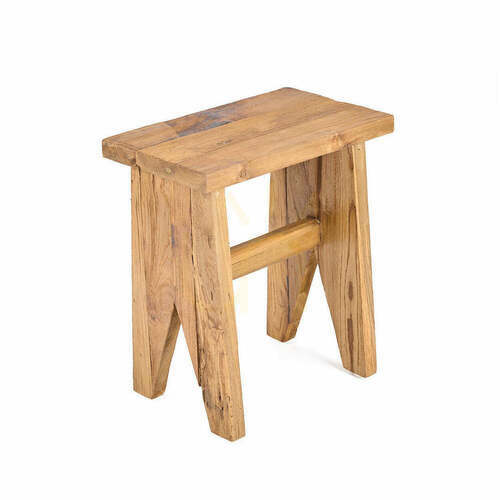 Kontrollera Pall Bazar Bizar Siku i återvunnen teak, natur, 40x25x45 cm