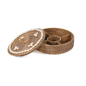 BAZAR BIZAR rottingkorg med fack naturbrun 30 × 30 × 9,5 cm small 10