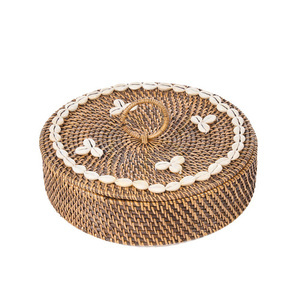BAZAR BIZAR rottingkorg med fack naturbrun 30 × 30 × 9,5 cm small 14