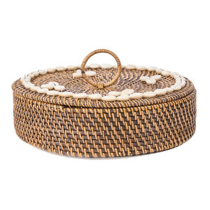BAZAR BIZAR rottingkorg med fack naturbrun 30 × 30 × 9,5 cm small 15