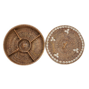 BAZAR BIZAR rottingkorg med fack naturbrun 30 × 30 × 9,5 cm small 5