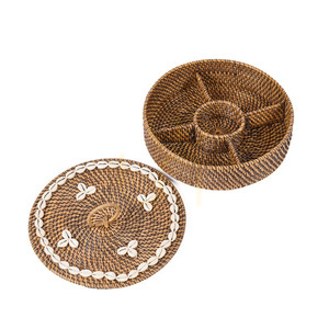 BAZAR BIZAR rottingkorg med fack naturbrun 30 × 30 × 9,5 cm small 6