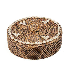 BAZAR BIZAR rottingkorg med fack naturbrun 30 × 30 × 9,5 cm small 9