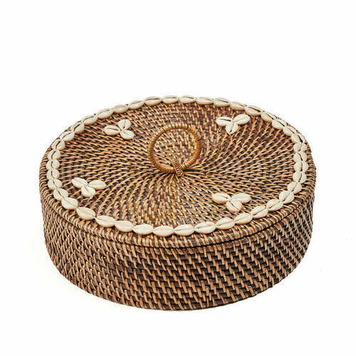 Kontrollera BAZAR BIZAR rottingkorg med fack naturbrun 30 × 30 × 9,5 cm