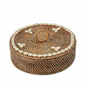 BAZAR BIZAR rottingkorg med fack naturbrun 30 × 30 × 9,5 cm small 0