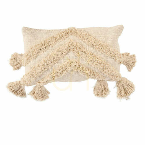 Kontrollera Kuddfodral med tofsar The Nomad kräm 60x35 cm