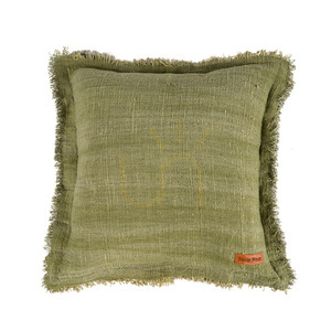 Kuddfodral med fransar grön 50x50 cm small 4