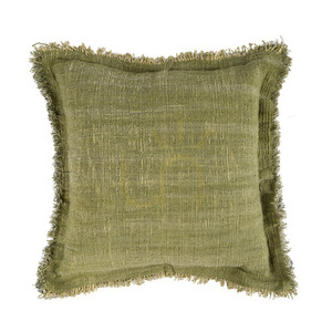 Kuddfodral med fransar grön 50x50 cm small 6