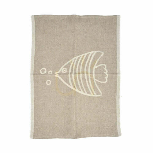 Kontrollera The Linen Fish kökshandduk i linne, naturvit 50 × 70 cm