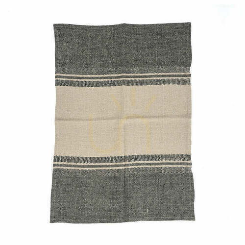 Kontrollera Kökshandduk The Linen Dash natur/svart 50x70 cm