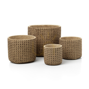 Kruka Bazar Bizar RattanRock L cement i flätmönster natur 20 × 20 × 17,5 cm small 5