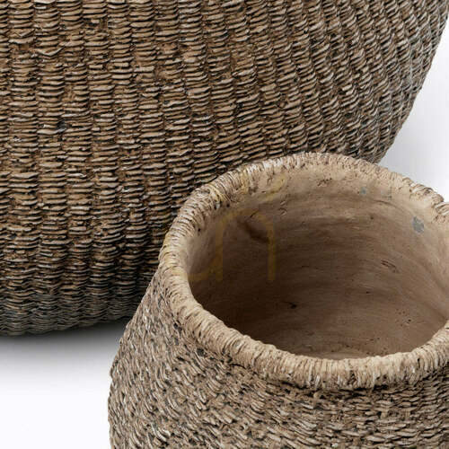 Kontrollera Krukor Planters handgjord brun fuskpuff M